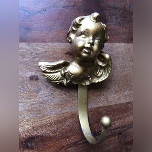 Antique/Vintage Italian Gilt Cherub Carved Wood Wall Hook
